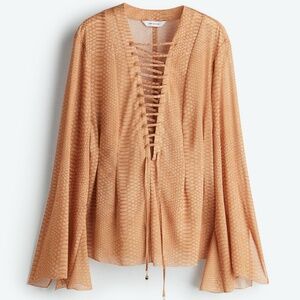H&M SNAKE LACING-DETAIL CHIFFON BLOUSE S